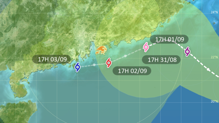 Topan Super SAOLA Mulai Mendekati Hong Kong 30 Agustus 2023. Titik Terdekat Pada Hari Sabtu 2 September 2023